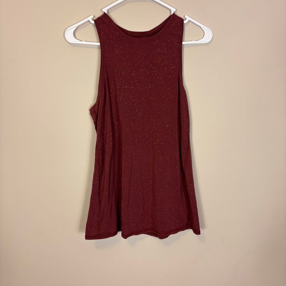 Lululemon Red Paint Splatter High Neckline Slit Back‎ Tank Top